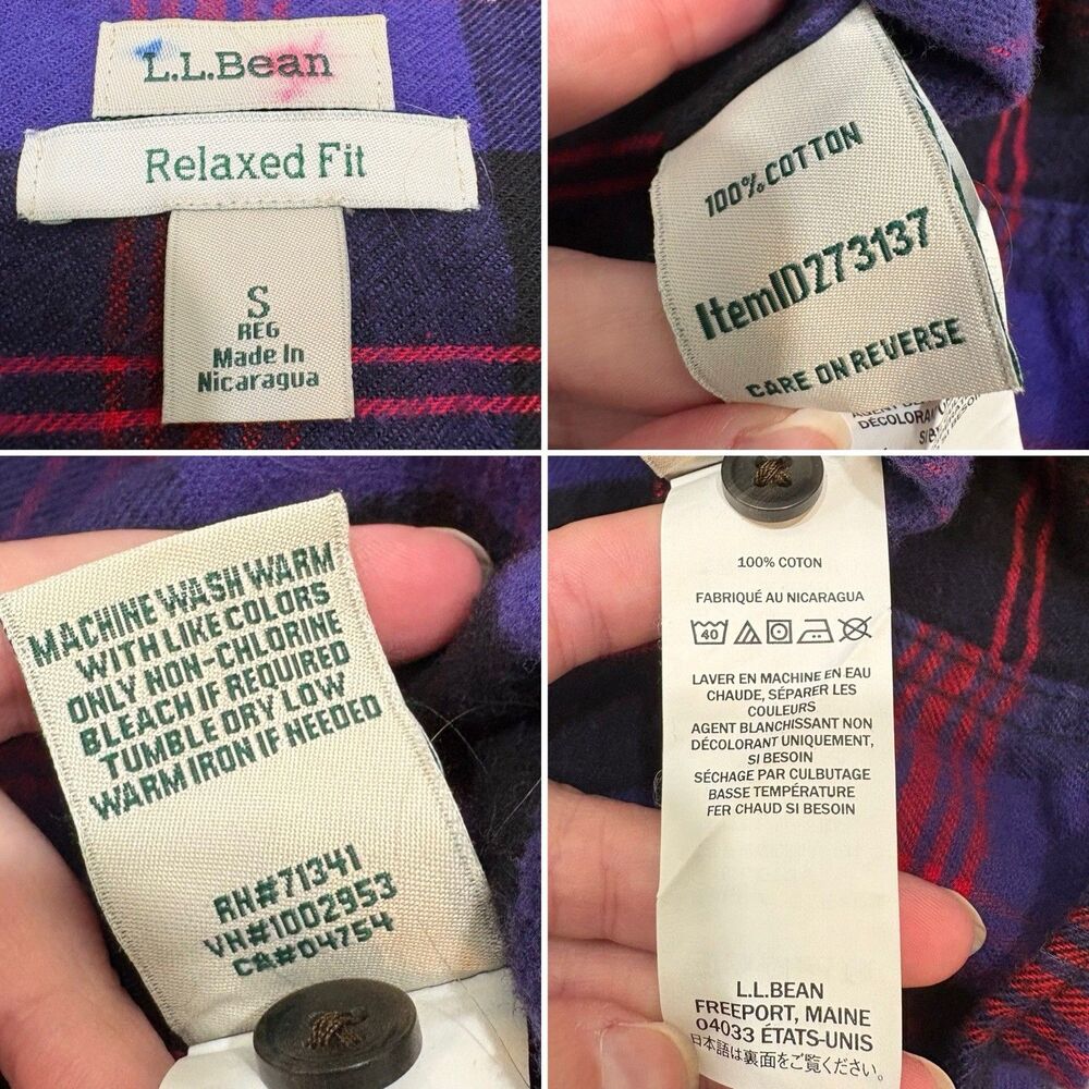 L.L. Bean Women's Relaxed Fit Scotch Plaid Flannel Shirt Size S - Picture 5 of 10